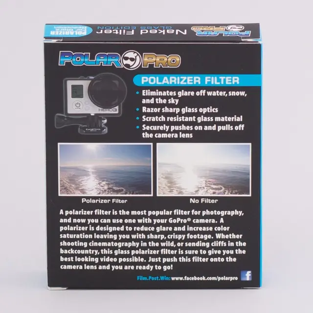 PolarPro Hero4/3+/3 Glass Filters Naked Line/Polarizer Drone 