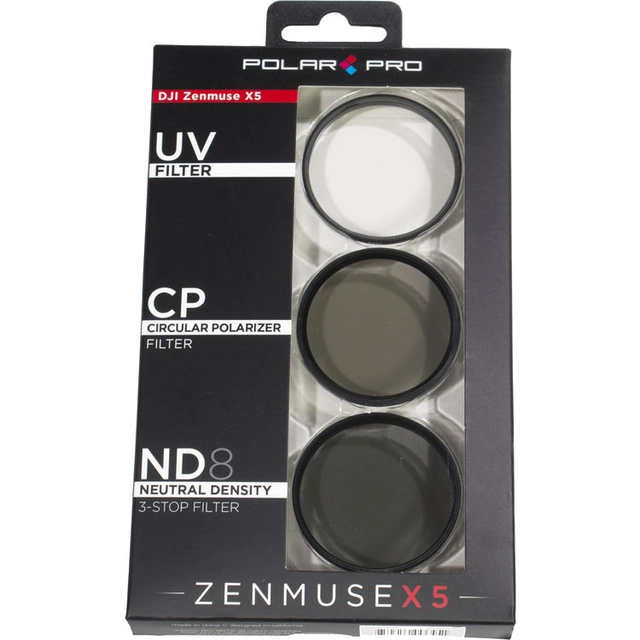 PolarPro 3-Pack, DJI Inspire 2 (X7/X5S/X5R/X5) UV, CP, ND8 Filters 